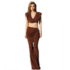 Damen Elegantes Jumpsuit-Set mit Drapierung und schmalem Bein R&B
