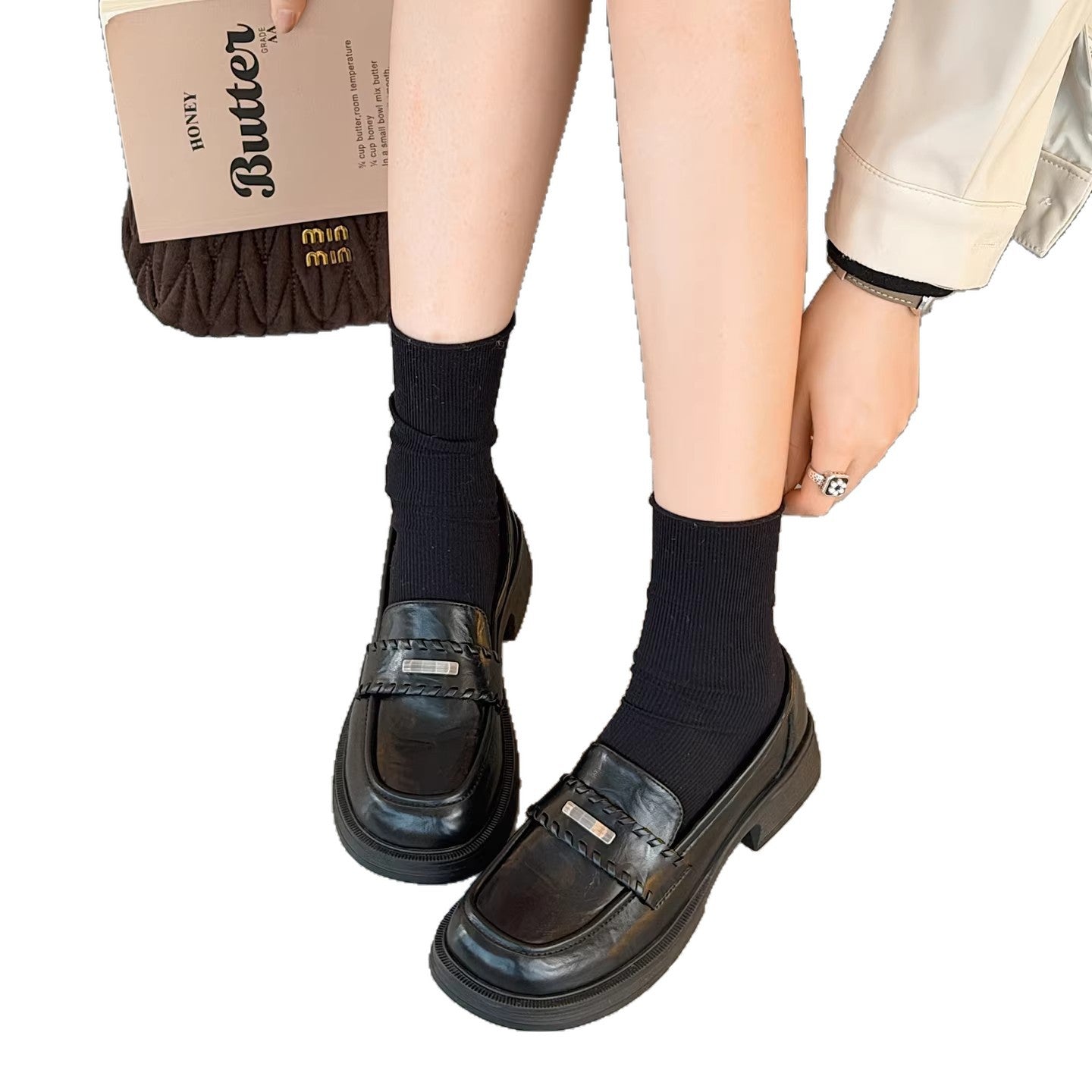 Damen modische Mokassins mit eleganten Ziernähten und bequemer Sohle R&B