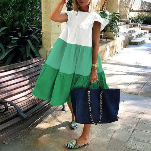 Damen lässiges Sommerkleid mit modischem Volantdesign und luftigem Schnitt R&B