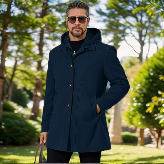 Herren elegante Übergangsjacke mit Kapuze und ausgestellten Abnähern R&B