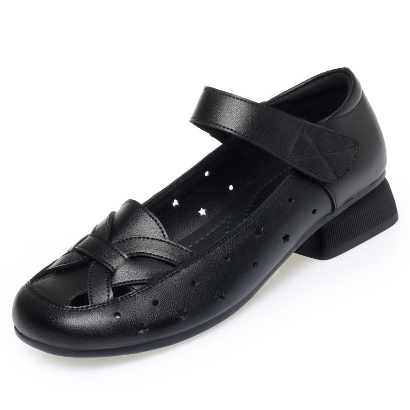 Damen Ballerinas mit verstellbarem Riemen und luftigen Lochmuster R&B