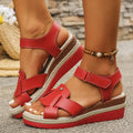 Damen modische Wedgesandalen mit komfortablem Klettverschluss und rutschfester Sohle R&B