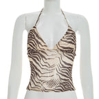 Damen Halter-Top mit exotischem Tiermuster und figurbetontem Schnitt R&B