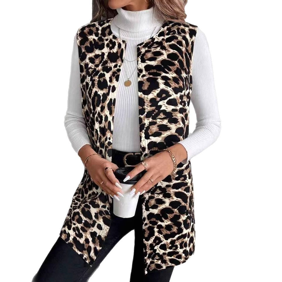 Damen Mode Weste mit Leopardenmuster R&B