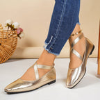 Damen Elegante und bequeme Ballerinas mit überkreuzten Riemen R&B