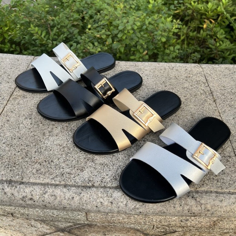 Damen Elegante und komfortable Riemchen-Sandalen mit schöner Schnallen-Applikation R&B