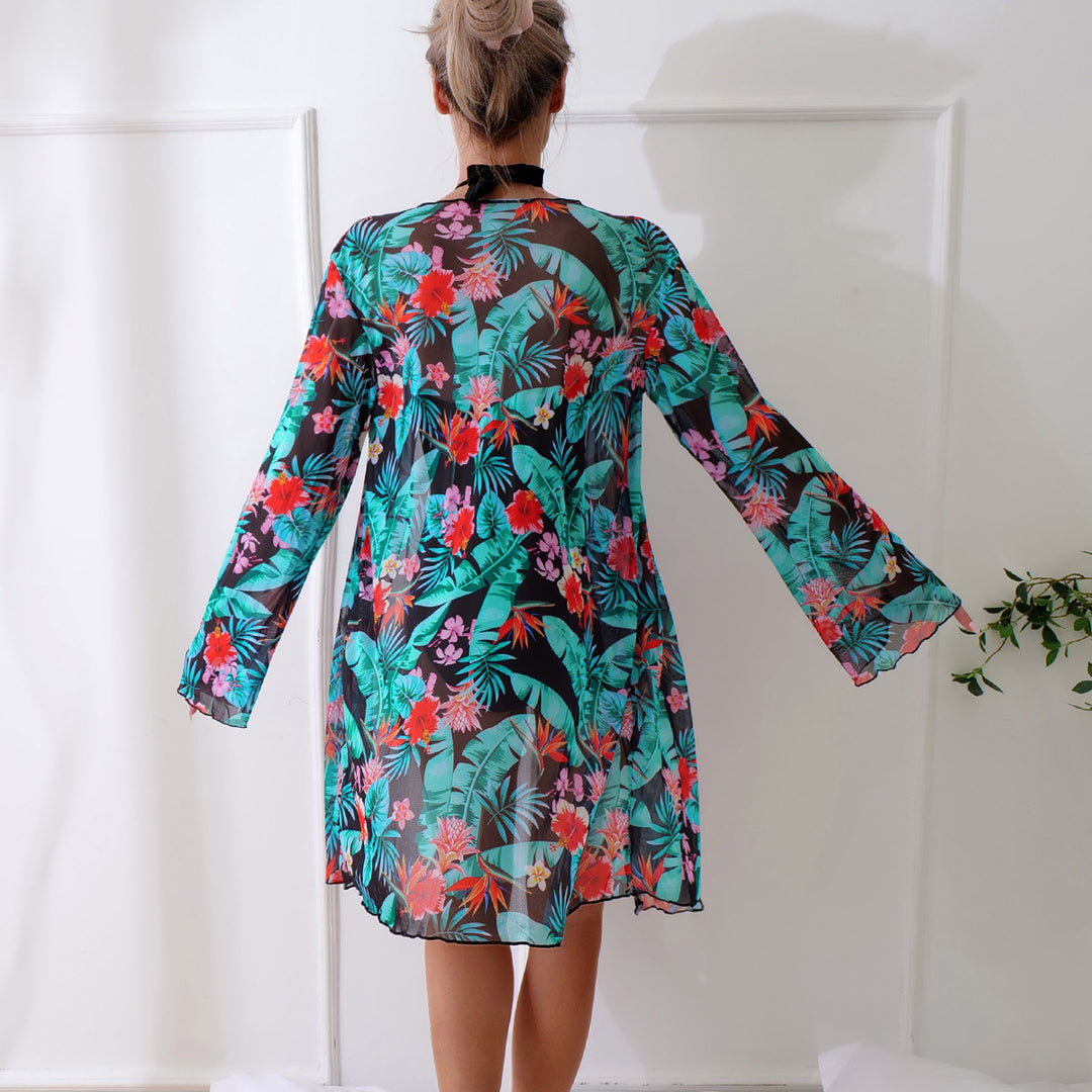 Damen Strandcover-up mit floralem Muster und Body R&B