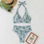 Damen Hochtailliertes Bikini-Set mit floralem Design und verspieltem Halteroberteil R&B