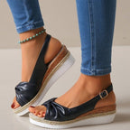Damen Wedge-Sandaletten mit elegantem Knoten-Design R&B