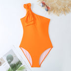 Damen Einteiler Badeanzug mit asymmetrischem Schnitt und modischem Wickelrock R&B