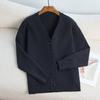 Damen Strick-Cardigan mit V-Ausschnitt und feiner Knopfleiste