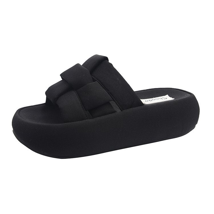 Damen bequeme Platform-Pantoletten mit gekreuzten Riemen R&B