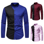 Herren elegantes Langarmhemd mit modernem Farbblockdesign R&B
