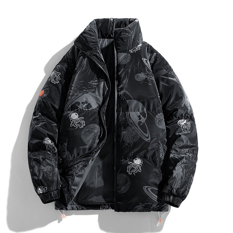 Damen futuristische Steppjacke mit astronautischen Mustern R&B