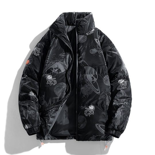 Damen futuristische Steppjacke mit astronautischen Mustern R&B