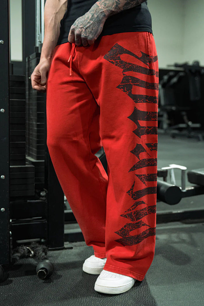 Herren nan weite Sweathose aus angerautem Fleece mit seitlichem Vintage-Print und Kordelbund R&B