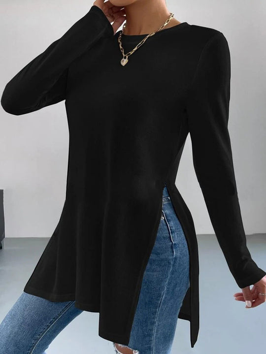 Damen Longsleeve Tunika mit seitlichen Schlitzdetails R&B