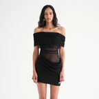 Damen Offshoulder Minikleid mit innovativem Drapierungsdesign R&B