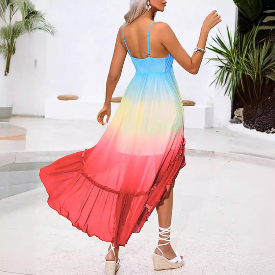 Damen Luftiges Maxikleid mit asymmetrischem Saum und Rüschendetails R&B