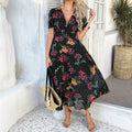 Damen Maxikleid mit floralem Muster und gepunktetem Design R&B