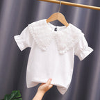 Mädchen Bluse mit romantischem Spitzenkragen und Rüschendetails R&B