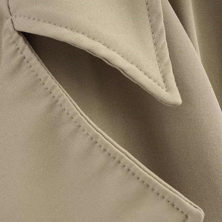 Damen modische Trenchjacke mit breitem Kragen und praktischen Taschen R&B