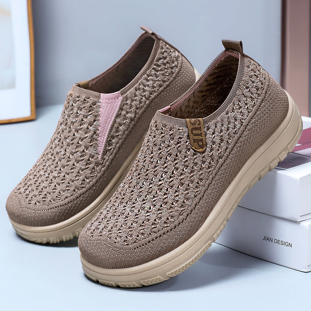 Damen Strick-Sneaker mit elastischem Einstieg und rutschfester Sohle R&B