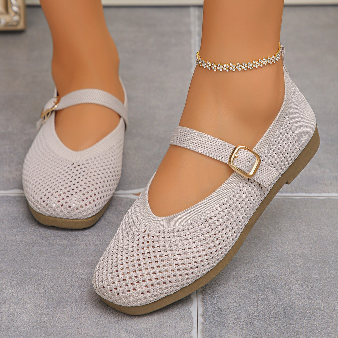Damen Bequeme und atmungsaktive Ballerinas mit dekorativem Riemen R&B