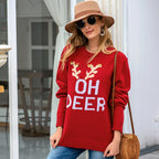 Damen Großer Strickpullover mit festlichem Motiv R&B