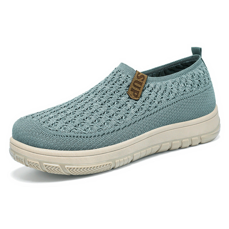 Damen atmungsaktive Slip-On Sneakers mit flexiblem Strickdesign R&B