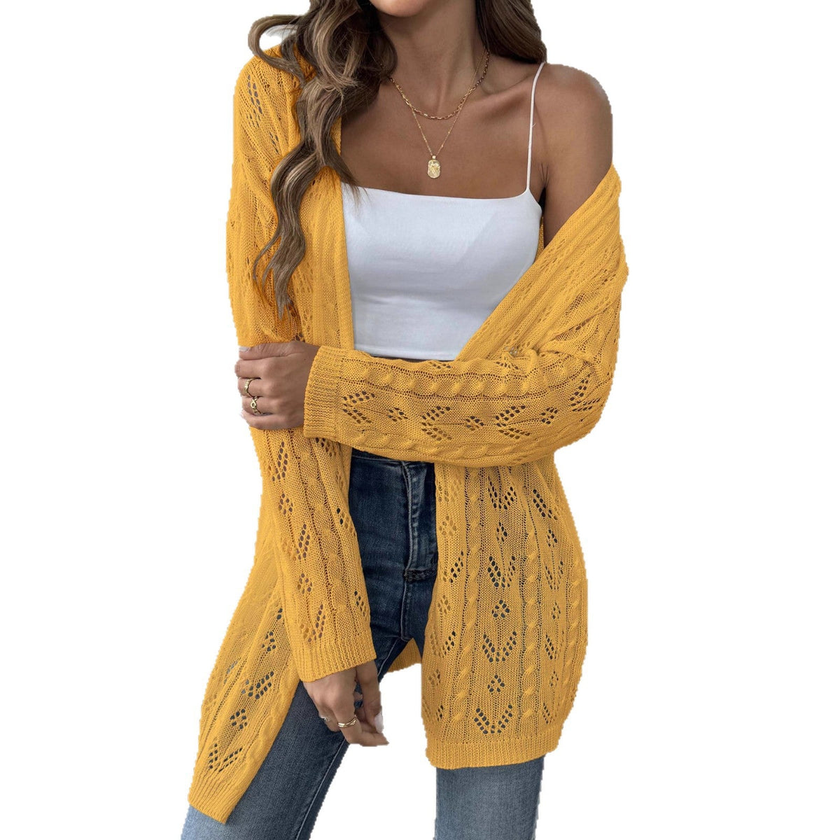 Damen leichte Strickjacke im eleganten Lochmuster R&B