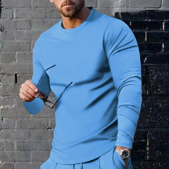 Herren hochwertiges Langarmshirt mit stylishem Rundhalsund und weicher Baumwollmischung R&B