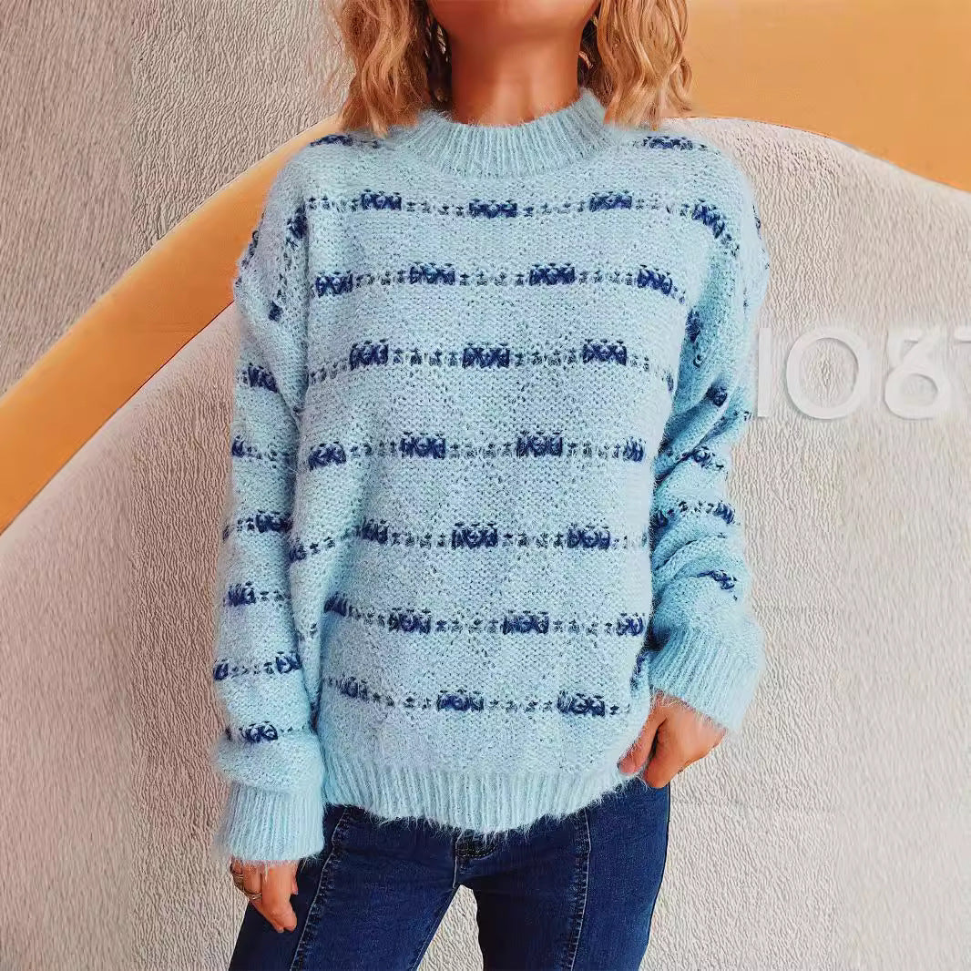 Damen Pullover mit weichem Mohair-Material und modernem Streifenmuster R&B