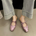 Damen elegante Mules mit raffiniertem Schleifendetail und atmungsaktiver Decksohle R&B