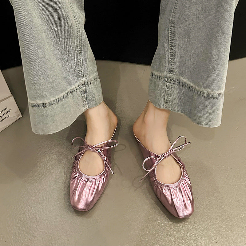 Damen elegante Mules mit raffiniertem Schleifendetail und atmungsaktiver Decksohle R&B