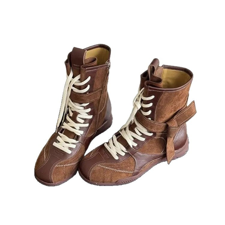 Damen modische High-Top Stiefel mit trendiger Schnürung und luxuriösem Innenfutter R&B