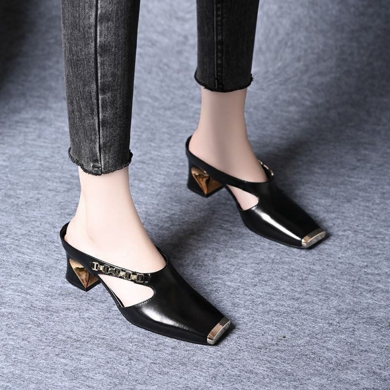 Damen Sling-Pumps mit geometrischem Blockabsatz und modischem Riemchen R&B