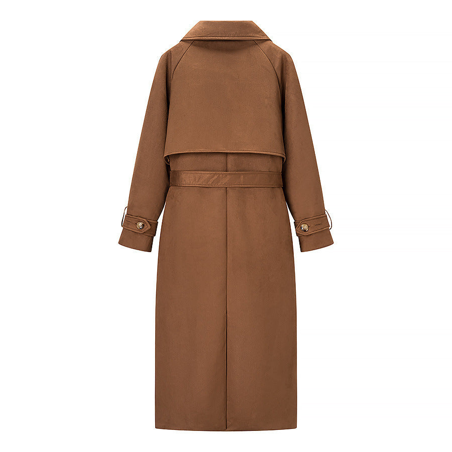 Damen eleganter Trenchcoat mit doppelter Knopfleiste und Gürtel R&B