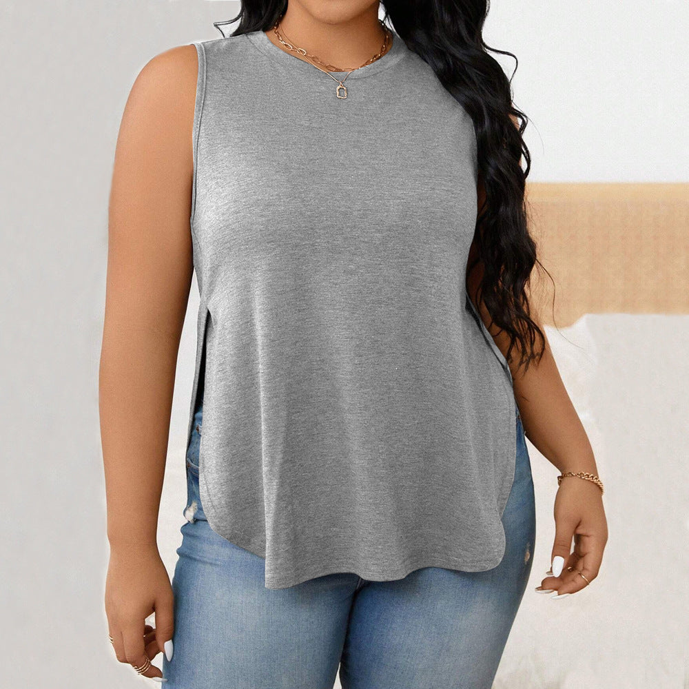 Damen lässiges Tanktop mit seitlichen Schlitzen und modischem Schnitt R&B