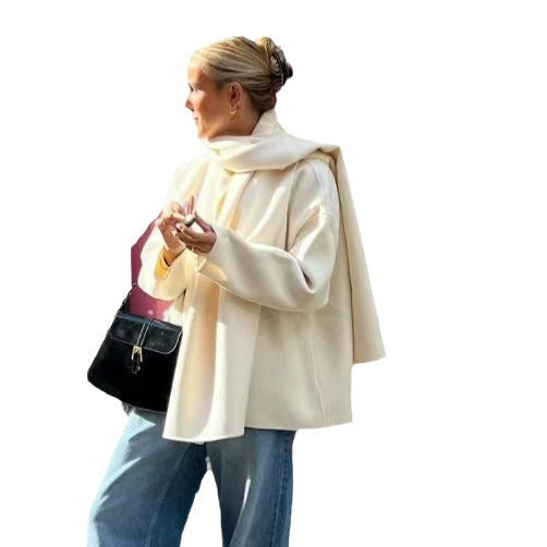 Damen elegante Oversized Jacke mit voluminösem Kragen R&B