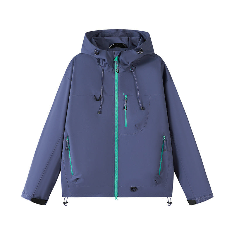 Herren technische Outdoor-Jacke mit verstellbarem Kapuzendesign und zahlreichen Reißverschlusstaschen R&B
