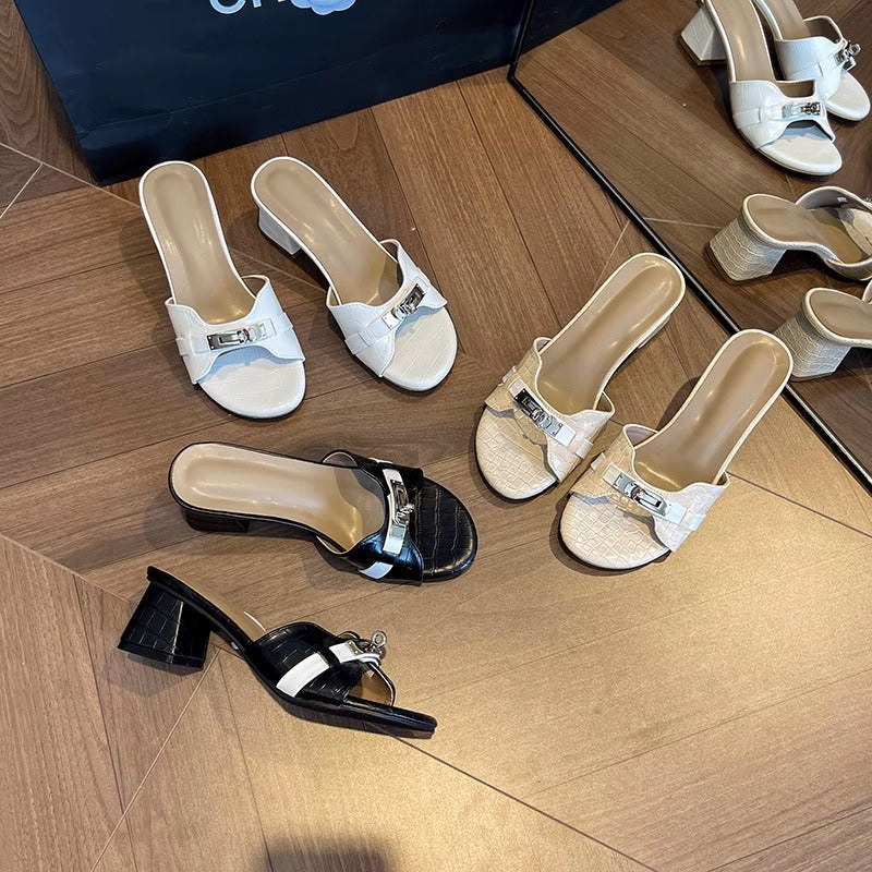 Damen Sling-Pumps mit elegantem Kettenakzent und modischem Schlangenlederdesign R&B