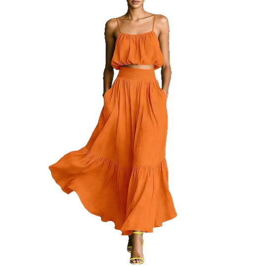 Damen Sommerliches Zweiteiler-Kleid mit fließendem Schnitt und praktischen Taschen R&B