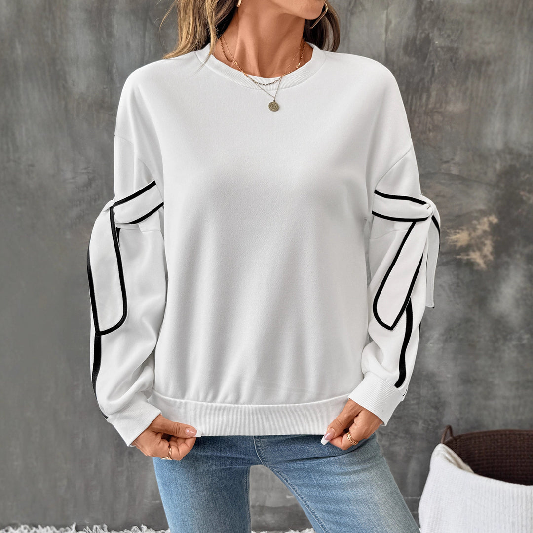 Damen sportliches Sweatshirt mit kontrastierenden Ärmeldetails R&B