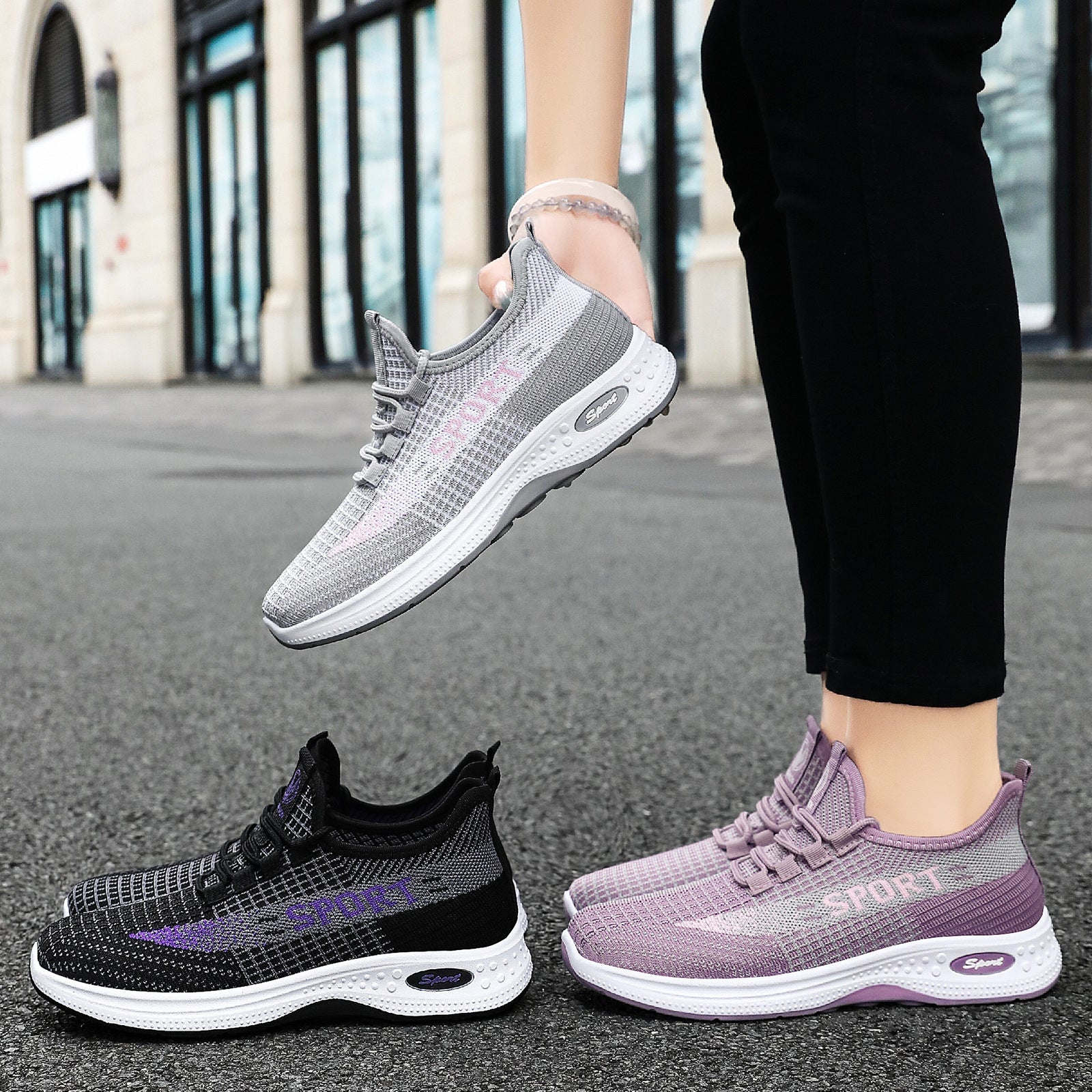 Damen Sportliche Fitness-Sneaker mit atmungsaktivem Obermaterial und rutschfester Sohle R&B