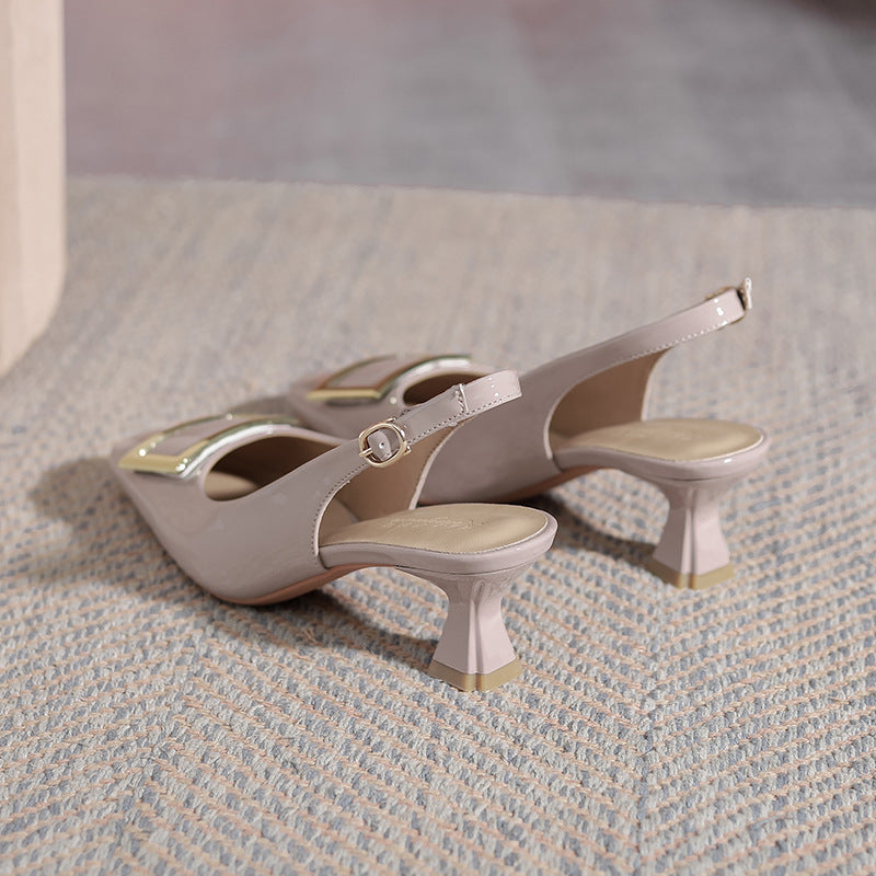 Damen Slingback-Pumps mit modischem Blockabsatz und eleganter Schnallenverzierung R&B