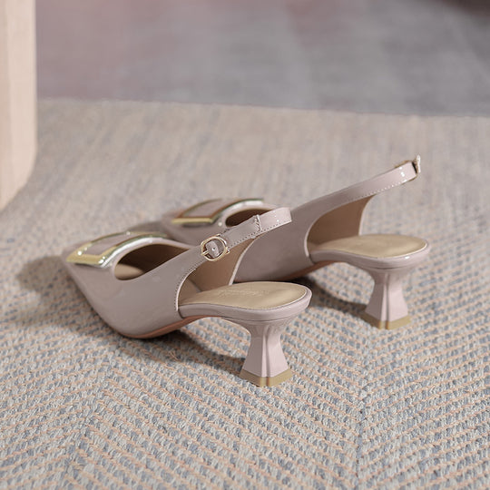 Damen Slingback-Pumps mit modischem Blockabsatz und eleganter Schnallenverzierung R&B