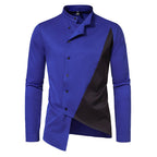 Herren Modern Asymmetrisches Button-Up Hemd R&B