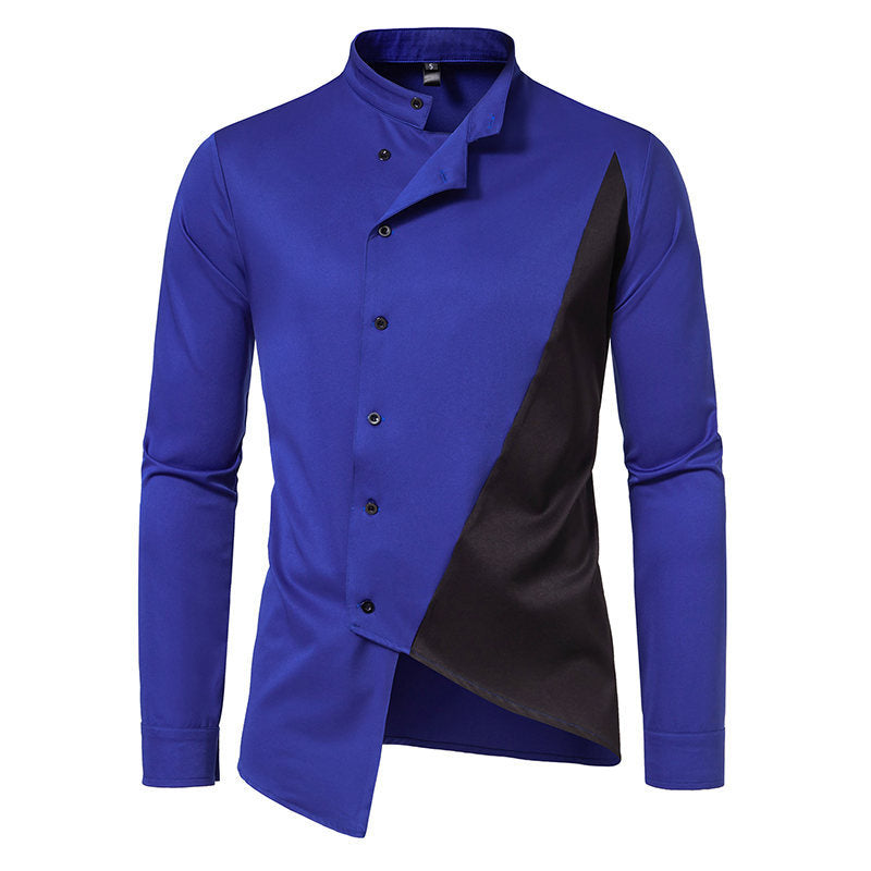Herren Modern Asymmetrisches Button-Up Hemd R&B