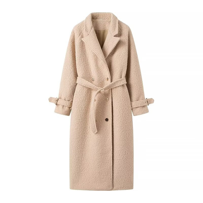 Damen elegante Wollmantel mit Gürteldetail R&B